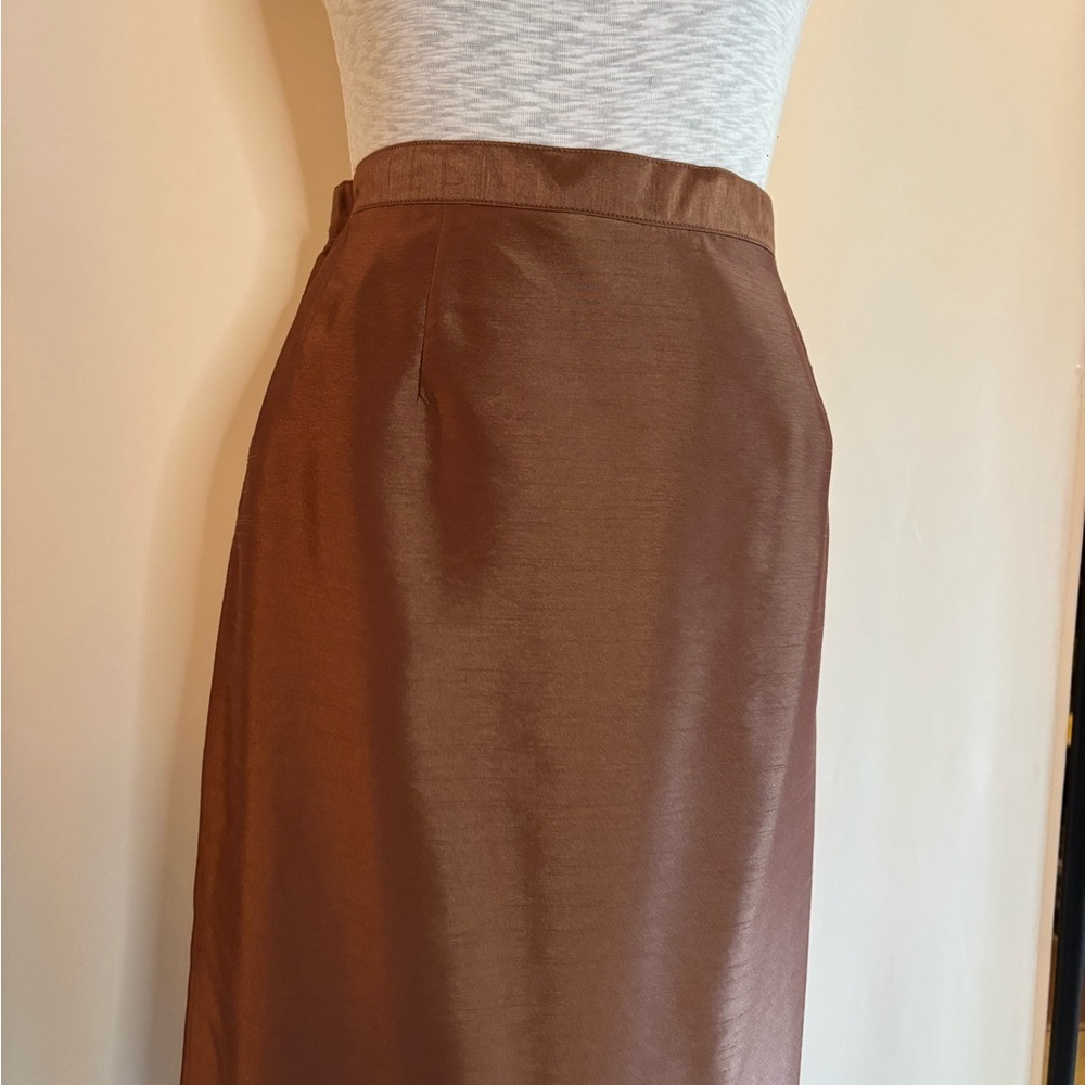 Brown Midi Pencil Skirt for Work